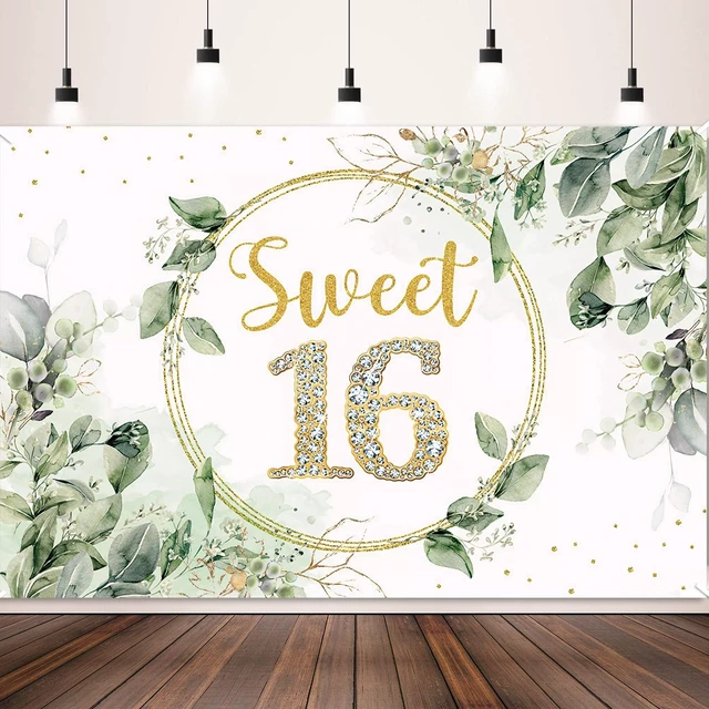 Main image of Sweet 16 Birthday Decorations for Girls Sage Green Happy 16th Birthday Backdrop Banner Sweet Sixteen Photo Background for Teen Her Sweet 16 Birthday Gifts,16th Birthday Party Supplies Bday Decor