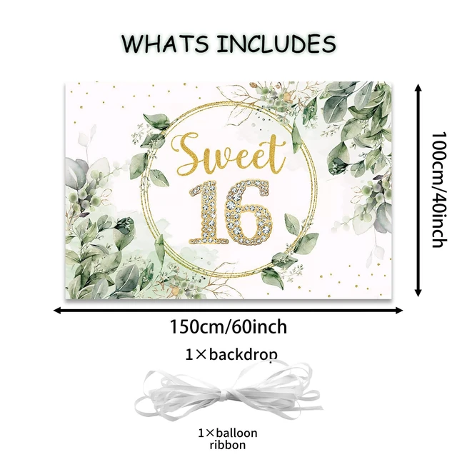 Alt view image 3 of 6 - Sweet 16 Birthday Decorations for Girls Sage Green Happy 16th Birthday Backdrop Banner Sweet Sixteen Photo Background for Teen Her Sweet 16 Birthday Gifts,16th Birthday Party Supplies Bday Decor