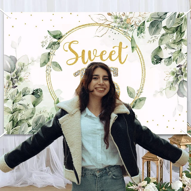 Alt view image 4 of 6 - Sweet 16 Birthday Decorations for Girls Sage Green Happy 16th Birthday Backdrop Banner Sweet Sixteen Photo Background for Teen Her Sweet 16 Birthday Gifts,16th Birthday Party Supplies Bday Decor
