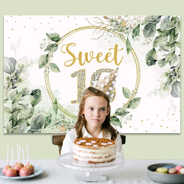 Alt view image 5 of 6 - Sweet 16 Birthday Decorations for Girls Sage Green Happy 16th Birthday Backdrop Banner Sweet Sixteen Photo Background for Teen Her Sweet 16 Birthday Gifts,16th Birthday Party Supplies Bday Decor