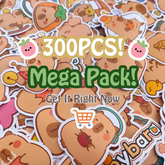Alt view image 2 of 5 - 300PCS Capybara Stickers Waterproof,Cute Kawaii Animal Vinyl Stickers,Party Favor,Capibara Lover Birthday Gift, for Water Bottle,Scrapbook,Laptop,Classroom,Luggage,Poster,Bike