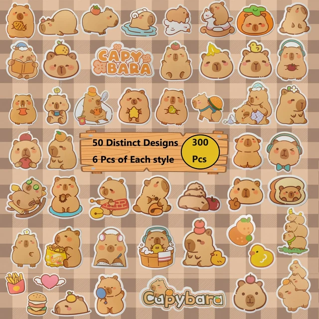 Alt view image 4 of 5 - 300PCS Capybara Stickers Waterproof,Cute Kawaii Animal Vinyl Stickers,Party Favor,Capibara Lover Birthday Gift, for Water Bottle,Scrapbook,Laptop,Classroom,Luggage,Poster,Bike