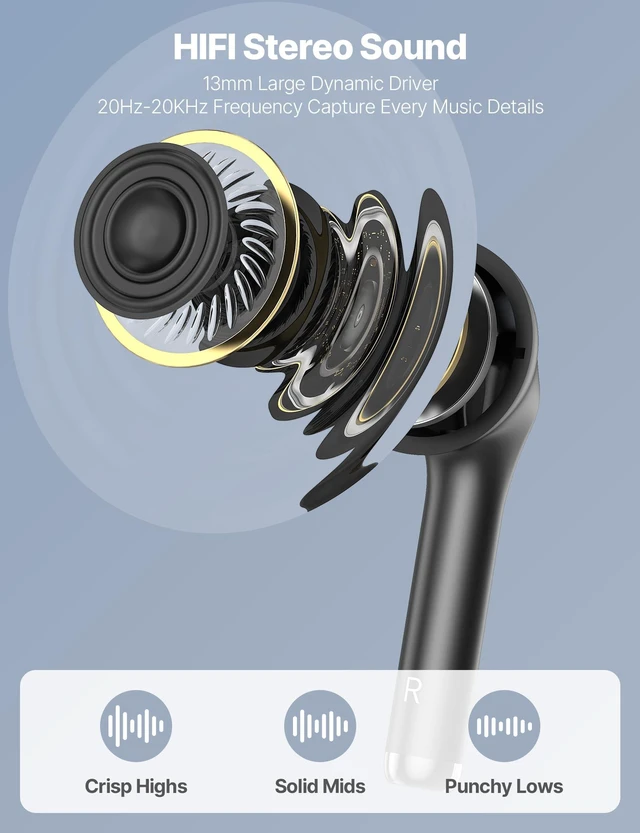 Alt view image 3 of 7 - 5.3 Bluetooth Earbuds Wireless Headphones with Microphone Carrying Case Work Commuting Travel Semi in Ear Earphones with Mic for iPhone Duo 18 17 Pro Max 16 15 for Samsung S26 Ultra S25 S24 Android
