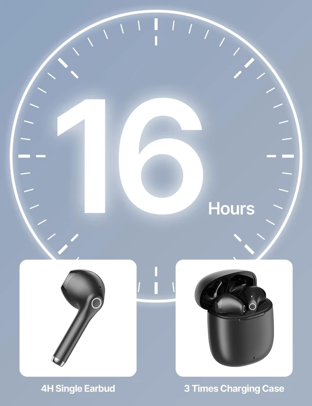 Alt view image 7 of 7 - 5.3 Bluetooth Earbuds Wireless Headphones with Microphone Carrying Case Work Commuting Travel Semi in Ear Earphones with Mic for iPhone Duo 18 17 Pro Max 16 15 for Samsung S26 Ultra S25 S24 Android