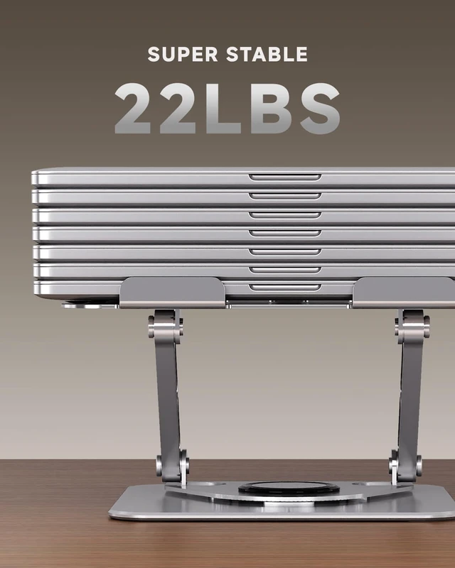 Alt view image 3 of 7 - Laptop Stand for Desk, Adjustable Laptop Stand Swivel Computer Riser 360 Rotation Base, Portable Ergonomic Laptop Holder for Office Home Fits MacBook Air Pro, Dell, HP (10"-17.3") - Silver