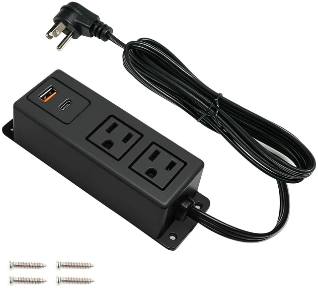Main image of Power Strip with USB C Port Fast Charge Wall Mounted Flat Plug 2AC Outlets Mountable Desk Charge Station 6.56 Feet Extension Cord for Desktop Desk Conference Table Cabinet Workbench