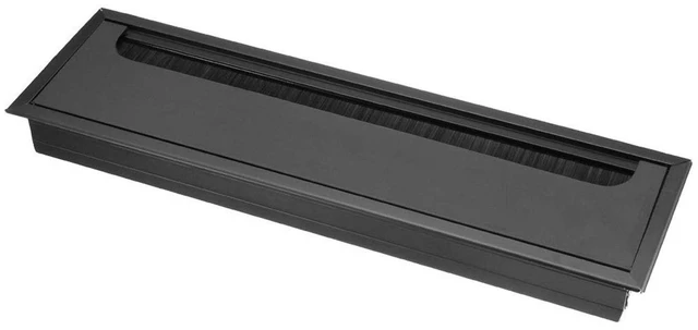 Main image of Aluminum Alloy Rectangle Wire Cable Grommet Hole Cover Cable Organizer for Office Desk Computer Desk Table 11 x 3.15 inch (280 x 80mm;Black)