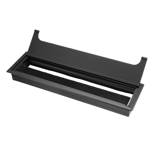 Alt view image 2 of 3 - Aluminum Alloy Rectangle Wire Cable Grommet Hole Cover Cable Organizer for Office Desk Computer Desk Table 11 x 3.15 inch (280 x 80mm;Black)