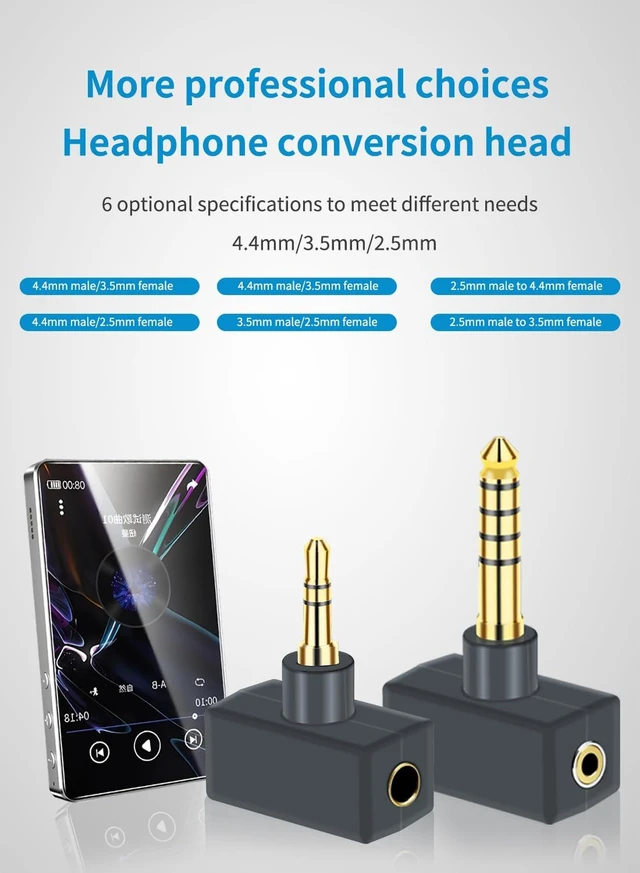Alt view image 6 of 7 - 4.4mm Balanced Male to 2.5mm BAL Female Headphone Adapter for Connects 2.5mm 4-Pole Cable to Balanced 4.4mm Player Device T-Type Amplifier Conversion Audio Plug - Gold Plated Adapter