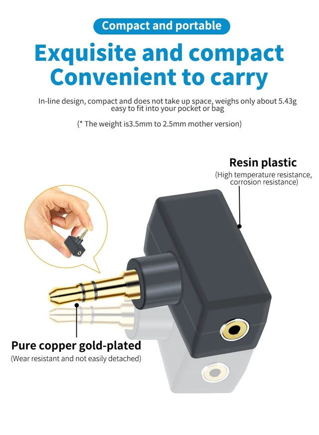 Alt view image 2 of 7 - 4.4mm Balanced Male to 2.5mm BAL Female Headphone Adapter for Connects 2.5mm 4-Pole Cable to Balanced 4.4mm Player Device T-Type Amplifier Conversion Audio Plug - Gold Plated Adapter