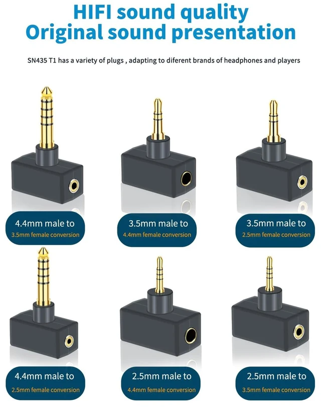 Alt view image 7 of 7 - 4.4mm Balanced Male to 2.5mm BAL Female Headphone Adapter for Connects 2.5mm 4-Pole Cable to Balanced 4.4mm Player Device T-Type Amplifier Conversion Audio Plug - Gold Plated Adapter