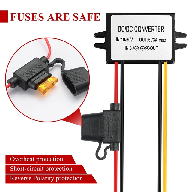 Alt view image 3 of 7 - Industrial IP67 Waterproof DC-DC Converter 10-60V to 5V 3A 15W - Solar/Truck/Marine Voltage Regulator, Suitable for Harsh Environments - Dustproof/Shockproof