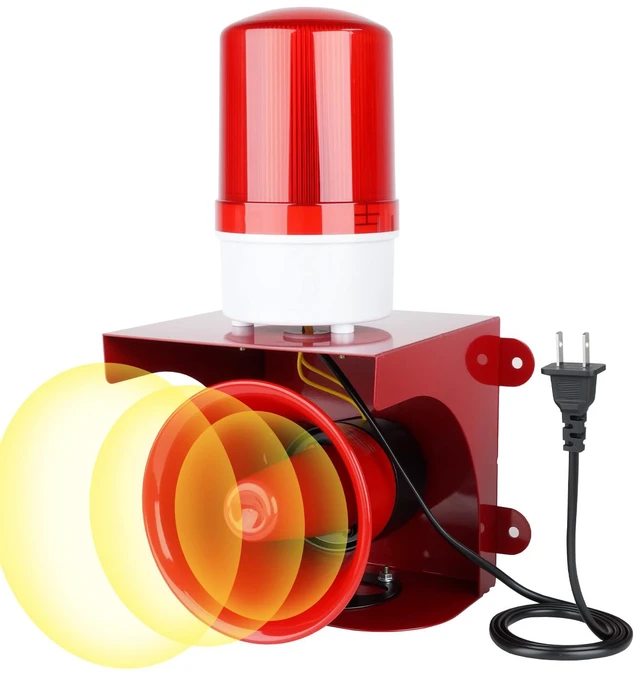Main image of AC110V Industrial Siren Alarm Strobe Light, 120dB Loud Horn & Red Beacon, Waterproof Outdoor Security Alarm for Factory, Office, Warehouse, Emergency, Fires, Tornado, Intruder Alert (120dB)