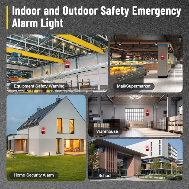 Alt view image 7 of 7 - AC110V Industrial Siren Alarm Strobe Light, 120dB Loud Horn & Red Beacon, Waterproof Outdoor Security Alarm for Factory, Office, Warehouse, Emergency, Fires, Tornado, Intruder Alert (120dB)