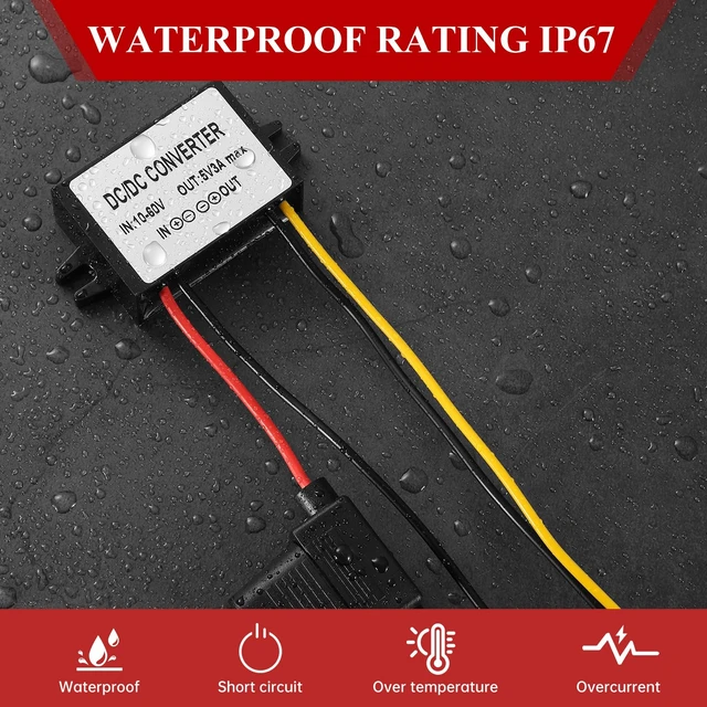 Alt view image 4 of 7 - Industrial IP67 Waterproof DC-DC Converter 10-60V to 5V 3A 15W - Solar/Truck/Marine Voltage Regulator, Suitable for Harsh Environments - Dustproof/Shockproof