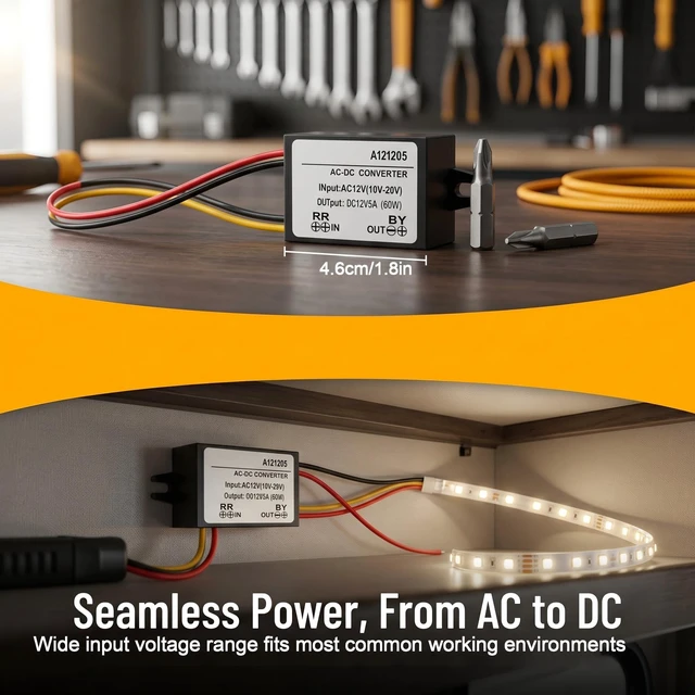 Alt view image 7 of 7 - AC to DC Converter 12V 5A, IP67 Waterproof Step Down Converter AC 10-28V to DC 12V, Integrated SMD with 4 Cables for Motor, Pump, Router, Surveillance Camera (1Pcs)