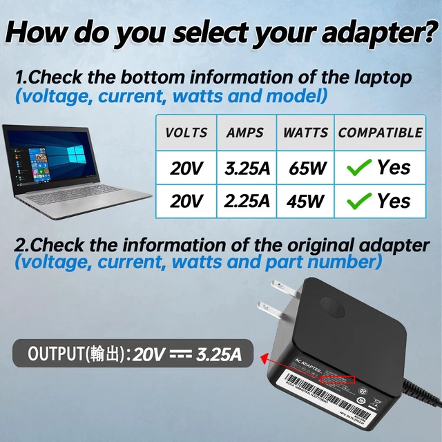 Alt view image 3 of 7 - 65W USB C Laptop Charger Compatible with Lenovo Thinkpad T14 T15 Yoga ThinkBook 14 16 Chromebook Computer Type C Fast Charging Power Supply Adapter Cord