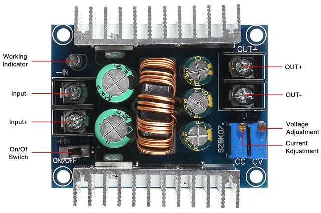 Alt view image 5 of 7 - 4pcs 20A 300W CC CV Step Down Module Adjustable DC 6-40V to 1.2-36V Voltage Regulator Buck Converter Constant Current Power Module Charging LED Drive with Short Circuit Protection
