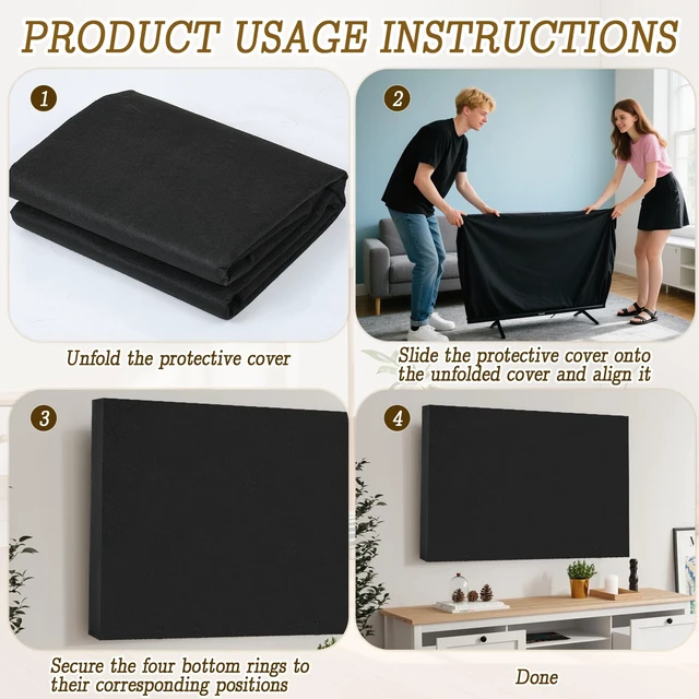 Alt view image 4 of 7 - TV Cover for Moving, Black TV Cover Moving Box for 52-55 Inch Flat Screen, Anti-Scratch Dust Protection with Bottom Strap for Home Renovation & Pet Protection or Other Furniture