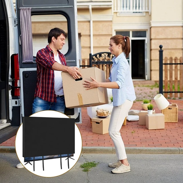 Alt view image 7 of 7 - TV Cover for Moving, Black TV Cover Moving Box for 52-55 Inch Flat Screen, Anti-Scratch Dust Protection with Bottom Strap for Home Renovation & Pet Protection or Other Furniture