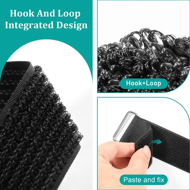 Alt view image 3 of 7 - 20ft x 1.5 Inch Hook And Loop Straps Black,Adjustable Reusable Fastening Cable Straps With 40 Metal And Plastic Buckles
