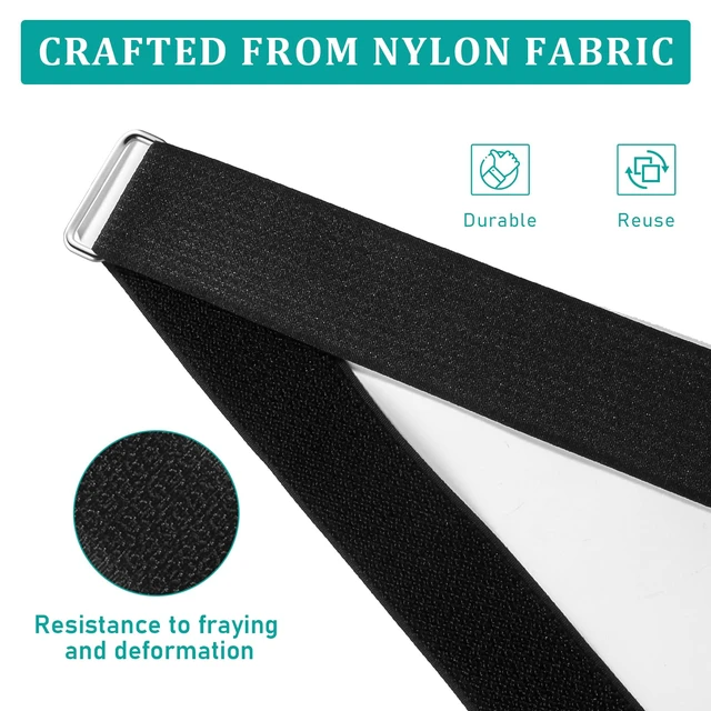 Alt view image 4 of 7 - 20ft x 1.5 Inch Hook And Loop Straps Black,Adjustable Reusable Fastening Cable Straps With 40 Metal And Plastic Buckles