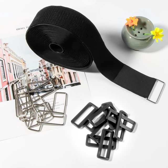 Alt view image 7 of 7 - 20ft x 2 Inch Hook And Loop Straps Black,Adjustable Reusable Fastening Cable Straps With 40 Metal And Plastic Buckles