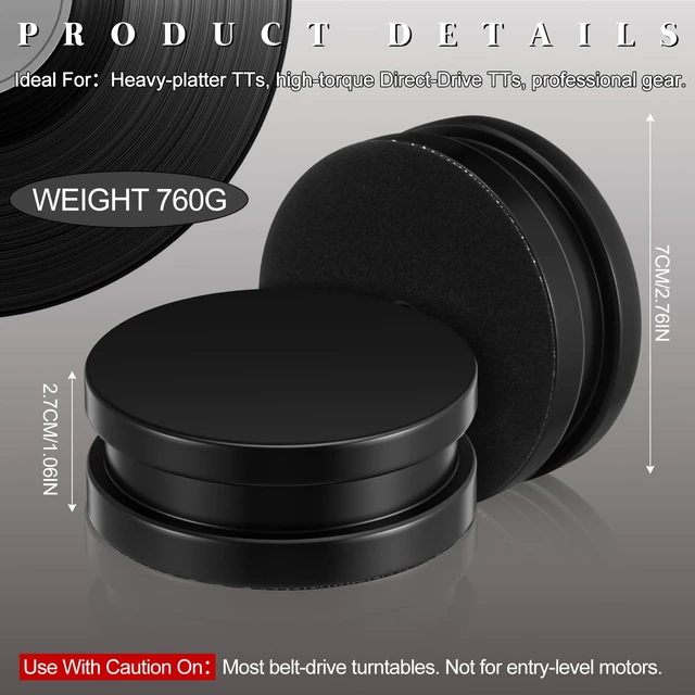 Alt view image 2 of 7 - 26.8 Ounce/ 760 Gram Record Weight Stabilizer with Brush Gift Box,Black Turntable Clamp Heavy Weight High Mass Steel Lp Disc Vinyl Record Player Accessory for Vibration Damping Christmas Favor Gift