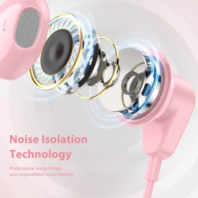 Alt view image 2 of 7 - USB C Headphones Earbuds DAC HiFi Stereo Headset Mic Volume Control Pink Type C Wired Earphones for iPad 10th Gen for Google Pixel 11 Pro XL 9 for Galaxy S26 S25 for iPhone Duo 15 17 16 18 Pro Max