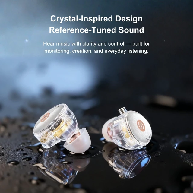 Alt view image 2 of 7 - M10 Hybrid IEM Earbuds, 1DD+1BA Wired in-Ear Headphones with 4-Core Silver-Plated OCC Cable, Detachable 0.78mm 2-Pin, 3.5mm HiFi Earphones, Transparent