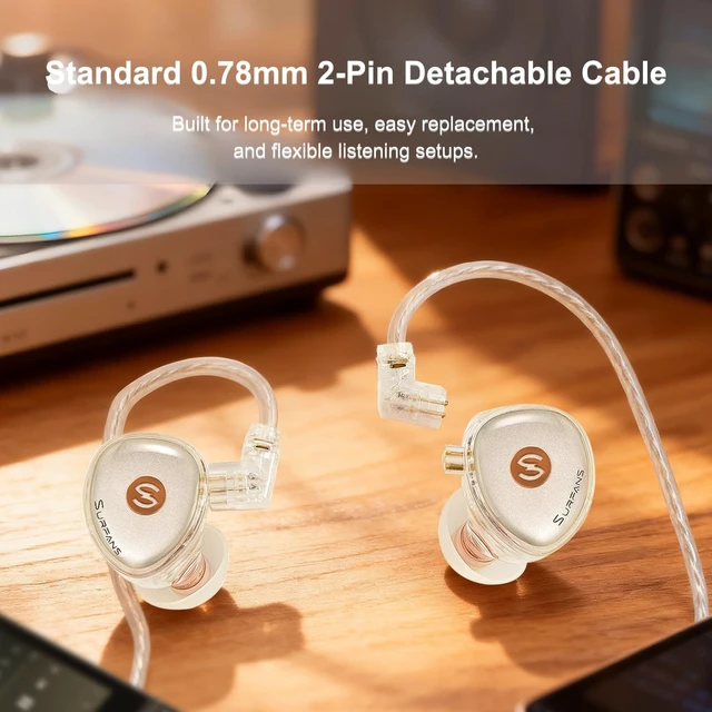 Alt view image 5 of 7 - M10 Hybrid IEM Earbuds, 1DD+1BA Wired in-Ear Headphones with 4-Core Silver-Plated OCC Cable, Detachable 0.78mm 2-Pin, 3.5mm HiFi Earphones, Transparent