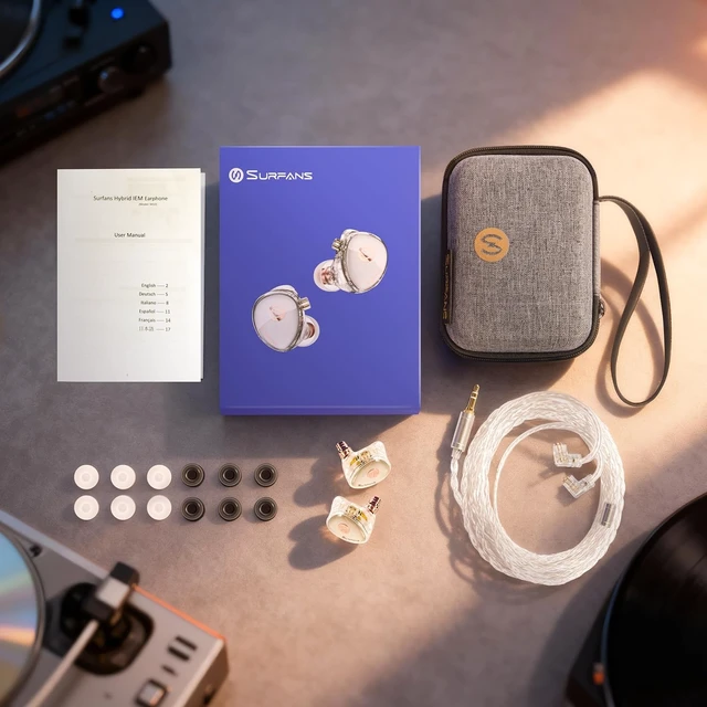 Alt view image 6 of 7 - M10 Hybrid IEM Earbuds, 1DD+1BA Wired in-Ear Headphones with 4-Core Silver-Plated OCC Cable, Detachable 0.78mm 2-Pin, 3.5mm HiFi Earphones, Transparent