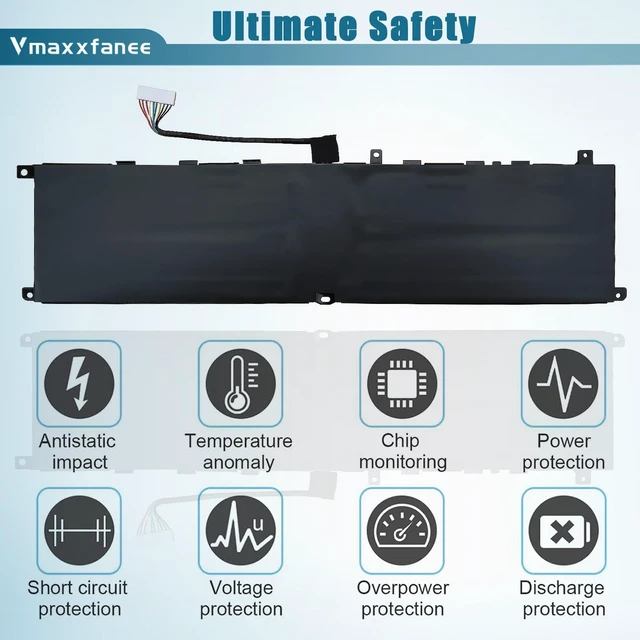 Alt view image 4 of 7 - BTY-M57 65Wh Laptop Battery Replacement for MSI GP66 GP76 Leopard 11UE 11UG 10UE 10UG 10UH 1MSI Vector GP66 GP76 12UH 12UE 12UG 12UGS G6 G7 Series Notebook 4ICP6/35/140 15.2V 4280mAh