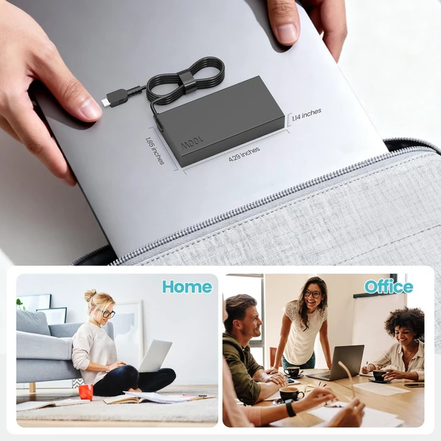 Alt view image 4 of 4 - 100W USB C Charger fit for Lenovo Yoga 9 9i 7 7i, Yoga Slim 7 Pro Laptop Compatible with Lenovo IdeaPad 5 Pro 16, ThinkBook 14 16 14p, ThinkPad P16s T16 T15 E16 ADL100YLC3A ADL100YDC3A Power Adapter