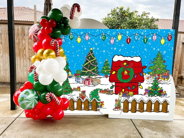 Alt view image 3 of 7 - Comic Christmas Red House Backdrop 8x6FT Winter Snowy Night Xmas Tree Kennel Photography Background for Kids Winter Holiday Christmas Party Decorations Supplies Photo Props