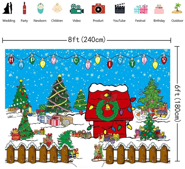 Alt view image 6 of 7 - Comic Christmas Red House Backdrop 8x6FT Winter Snowy Night Xmas Tree Kennel Photography Background for Kids Winter Holiday Christmas Party Decorations Supplies Photo Props