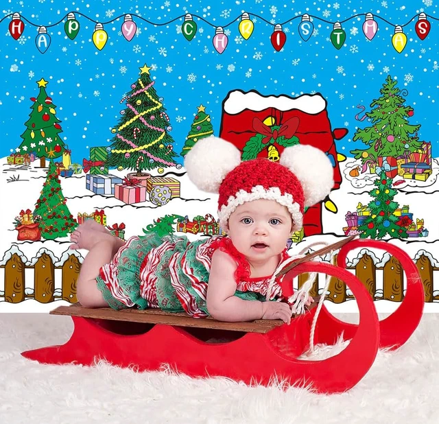Alt view image 4 of 7 - Comic Christmas Red House Backdrop 8x6FT Winter Snowy Night Xmas Tree Kennel Photography Background for Kids Winter Holiday Christmas Party Decorations Supplies Photo Props