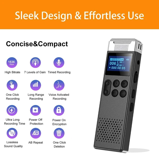 Alt view image 2 of 7 - 160GB Digital Voice Recorder with Playback Voice Activated Recorder for Lectures Meetings Interviews Portable Sound Audio Recorder Recording Device with Built-in Speaker A-B Repeat MP3 Player