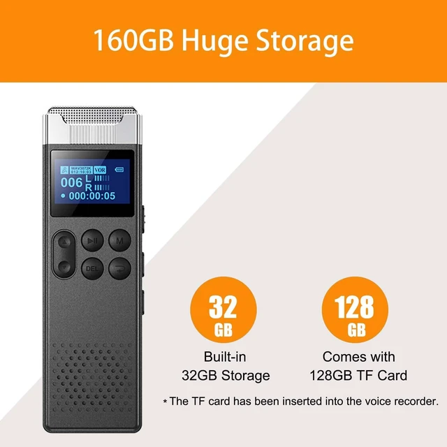Alt view image 4 of 7 - 160GB Digital Voice Recorder with Playback Voice Activated Recorder for Lectures Meetings Interviews Portable Sound Audio Recorder Recording Device with Built-in Speaker A-B Repeat MP3 Player