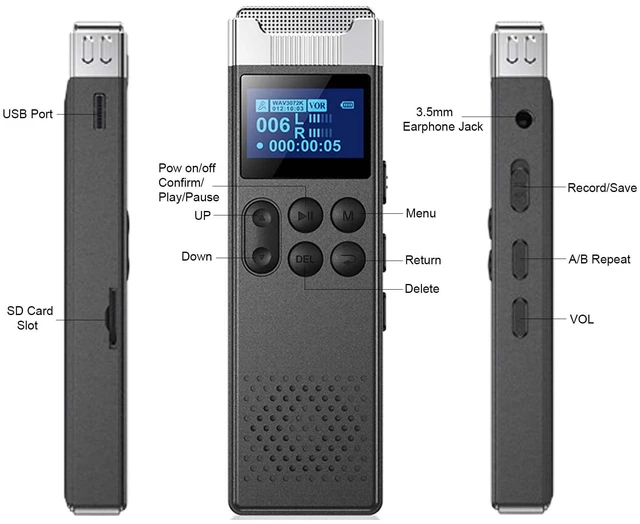 Alt view image 7 of 7 - 160GB Digital Voice Recorder with Playback Voice Activated Recorder for Lectures Meetings Interviews Portable Sound Audio Recorder Recording Device with Built-in Speaker A-B Repeat MP3 Player