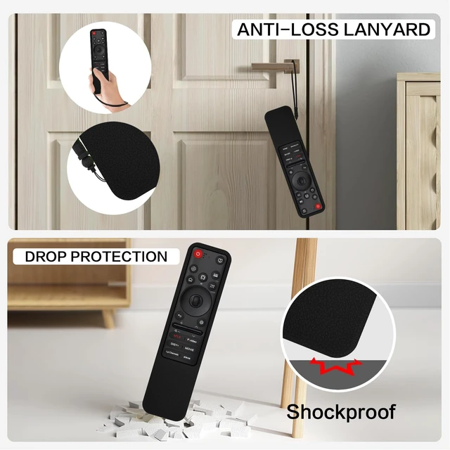 Alt view image 5 of 7 - Silicone Cover for LG MR25GA/MR26GA Remote with Lanyard, Black Fitted silicone case for LG MR25GA/MR26GA remotes. Precise cutouts keep buttons, ports & center controls fully accessible
