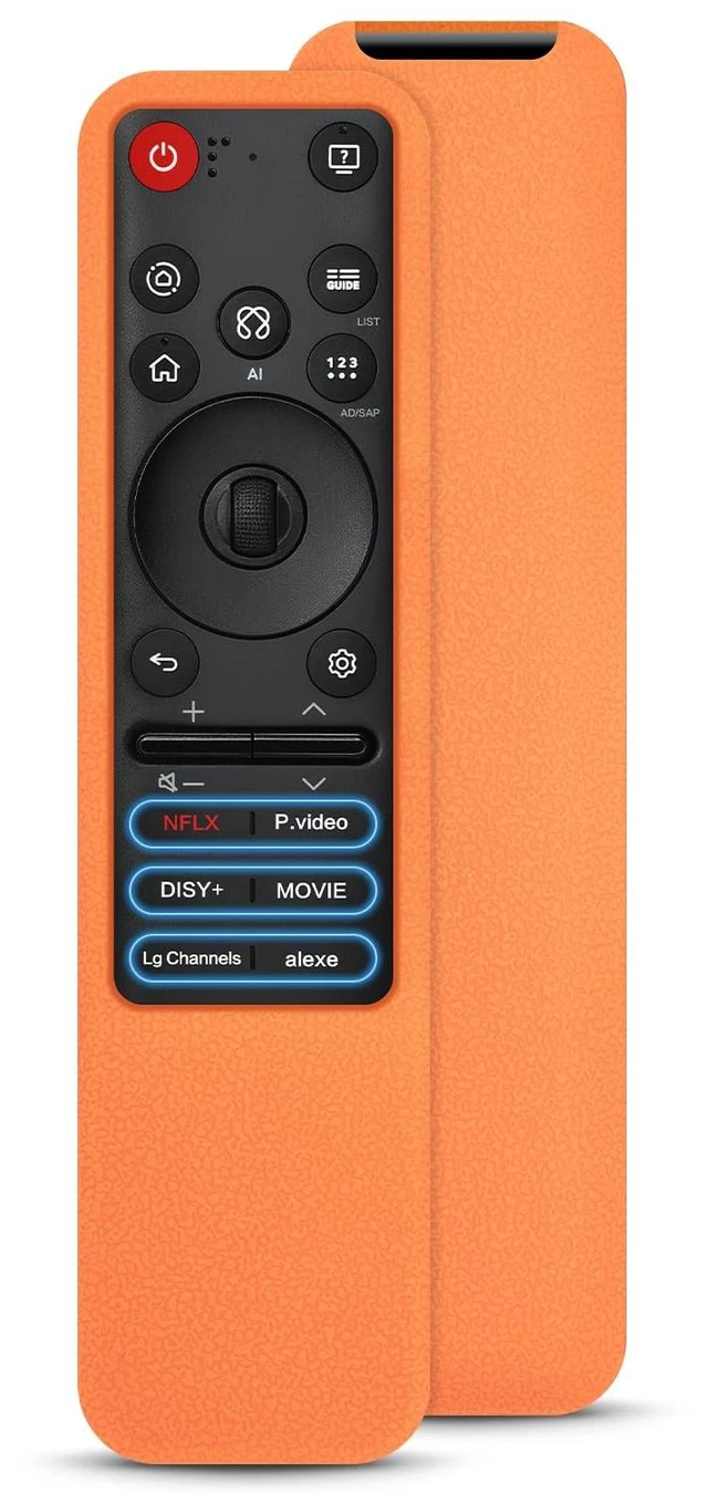 Main image of Silicone Cover for LG MR25GA/MR26GA Remote with Lanyard, Orange Precision-fit silicone case for LG MR25GA/MR26GA. Cutouts ensure full access to all buttons, ports & center controls