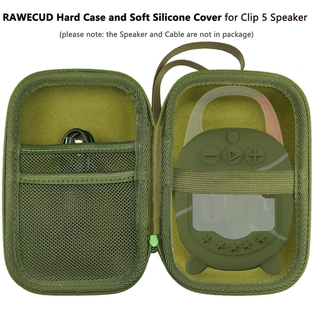 Alt view image 2 of 7 - Protective Case for JBL Clip 5 Portable Bluetooth Speaker Hard Carrying Case and Silicone Cover for CLIP 5 Speaker, Stand Up Holder and Carrier (Squad Case)