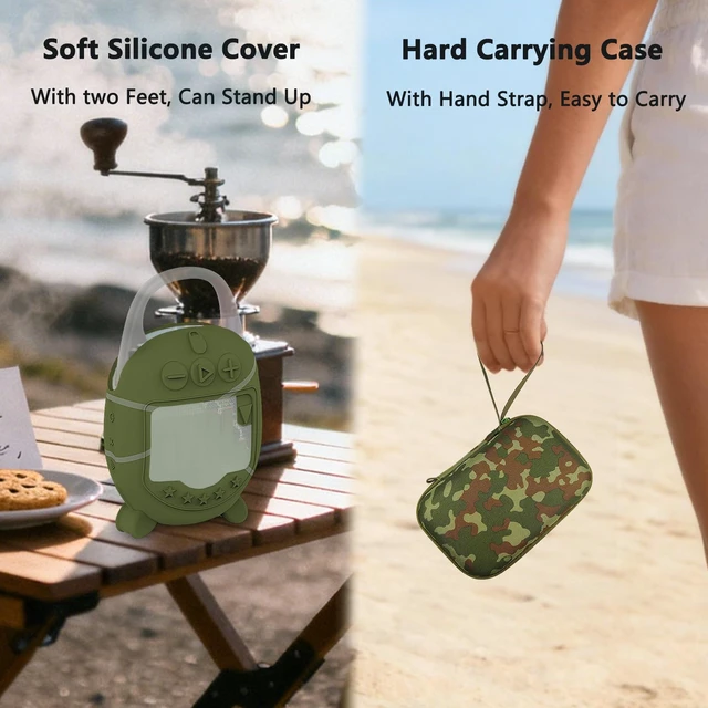 Alt view image 4 of 7 - Protective Case for JBL Clip 5 Portable Bluetooth Speaker Hard Carrying Case and Silicone Cover for CLIP 5 Speaker, Stand Up Holder and Carrier (Squad Case)