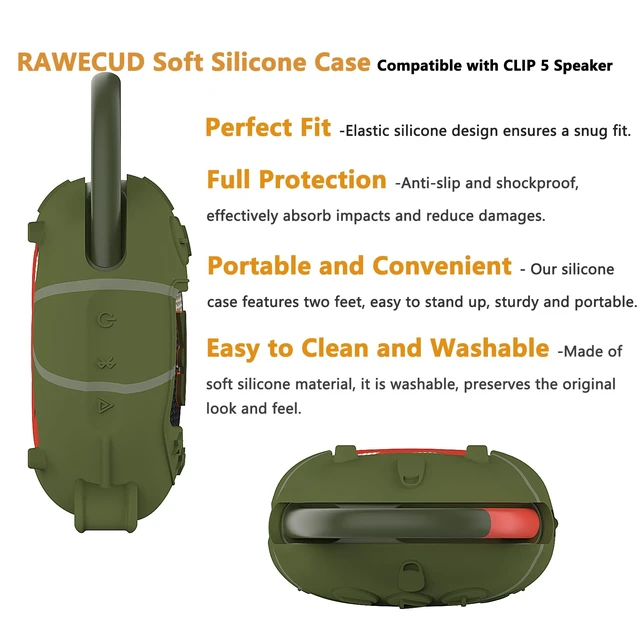 Alt view image 6 of 7 - Protective Case for JBL Clip 5 Portable Bluetooth Speaker Hard Carrying Case and Silicone Cover for CLIP 5 Speaker, Stand Up Holder and Carrier (Squad Case)