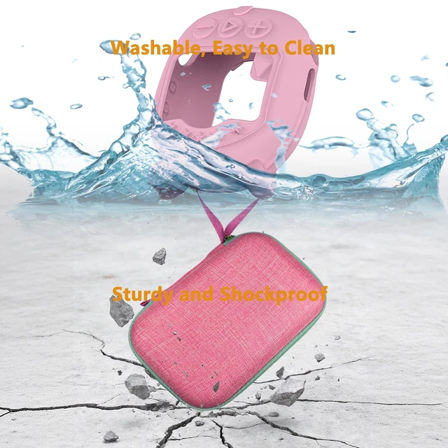 Alt view image 5 of 7 - Protective Case for JBL Clip 5 Portable Bluetooth Speaker Hard Carrying Case and Silicone Cover for CLIP 5 Speaker, Stand Up Holder and Carrier (Pink Case)