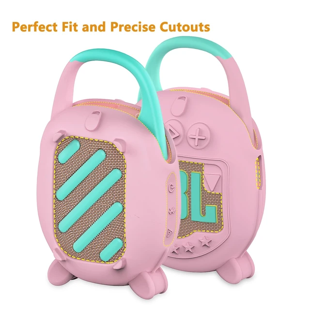 Alt view image 7 of 7 - Protective Case for JBL Clip 5 Portable Bluetooth Speaker Hard Carrying Case and Silicone Cover for CLIP 5 Speaker, Stand Up Holder and Carrier (Pink Case)