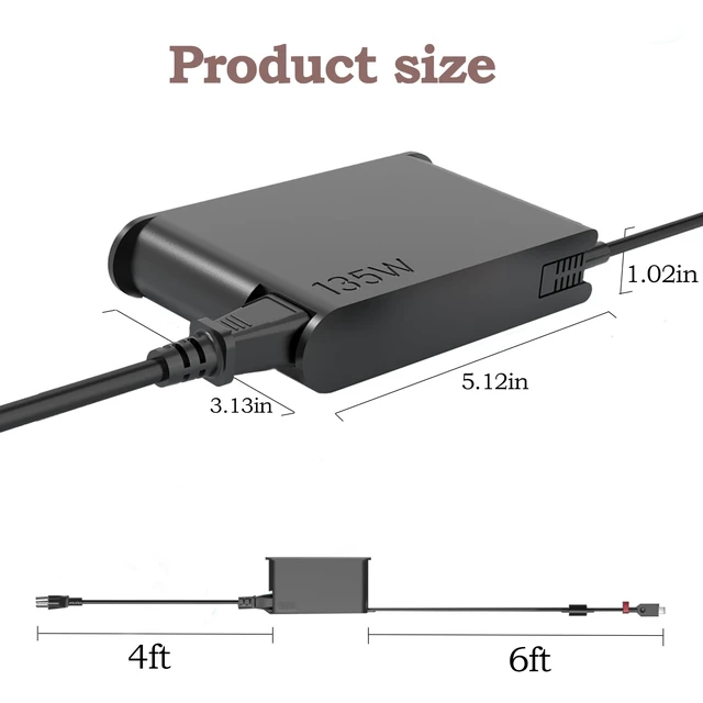 Alt view image 5 of 6 - 135W USB C Slim Charger fit for Lenovo thinkpad p16s p14s Gen 6 5 4 3 2 Compatible with ADL135YSDC3A T16 Z16 Gen 2 Gen 3 Gen 4 Gen 5 ThinkBook 13x 14 14p 16 Laptop Adapter Power Supply 6.75A