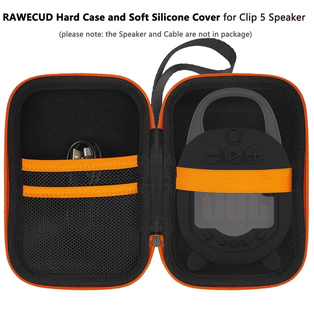 Alt view image 2 of 7 - Protective Case for JBL Clip 5 Portable Bluetooth Speaker Hard Carrying Case and Silicone Cover for CLIP 5 Speaker, Stand Up Holder and Carrier (Black Case)