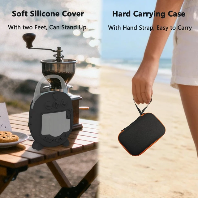 Alt view image 4 of 7 - Protective Case for JBL Clip 5 Portable Bluetooth Speaker Hard Carrying Case and Silicone Cover for CLIP 5 Speaker, Stand Up Holder and Carrier (Black Case)